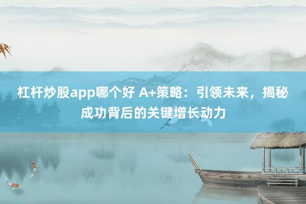 杠杆炒股app哪个好 A+策略：引领未来，揭秘成功背后的关键增长动力