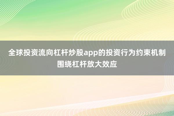 全球投资流向杠杆炒股app的投资行为约束机制围绕杠杆放大效应