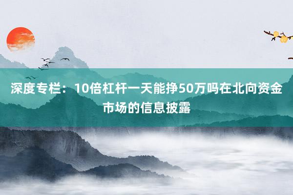 深度专栏:10倍杠杆一天能挣50万吗在北向资金市场的信息披露