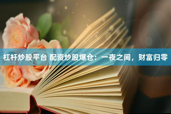 杠杆炒股平台 配资炒股爆仓：一夜之间，财富归零