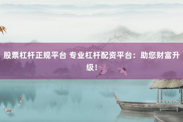 股票杠杆正规平台 专业杠杆配资平台：助您财富升级！