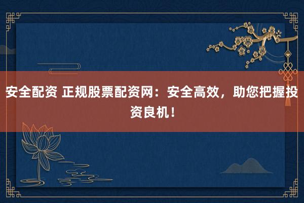 安全配资 正规股票配资网：安全高效，助您把握投资良机！